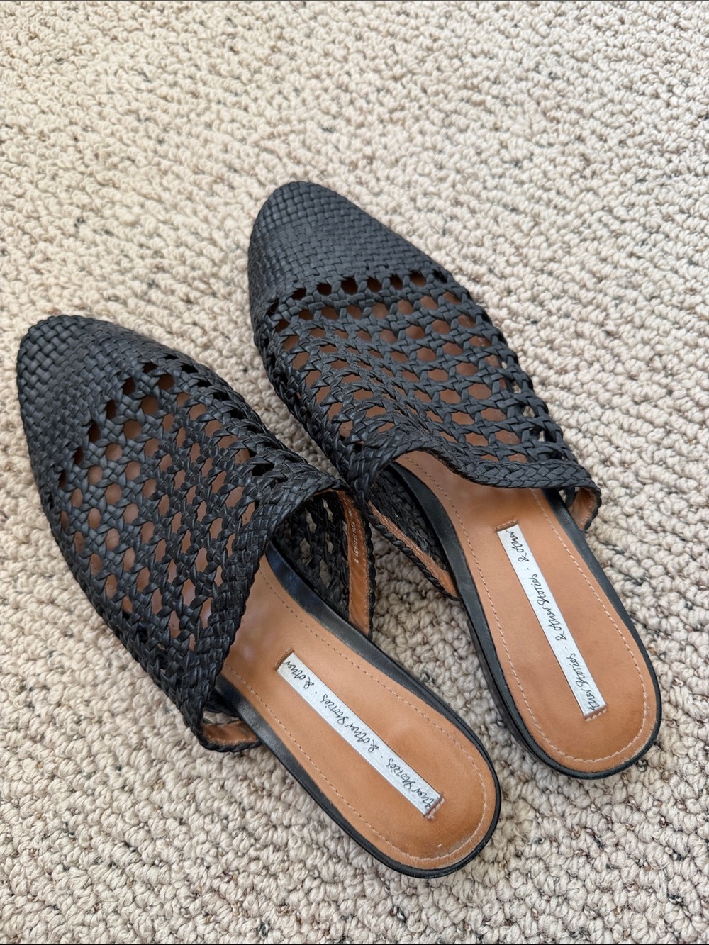 Woven Slip-On Mule in Black - Women's Chic Summer Flats